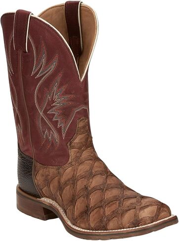 Tony Lama Men's Prescott Exotic Pirarucu Western Boot Broad Square Toe - Ep6097 in Saudi Arabia