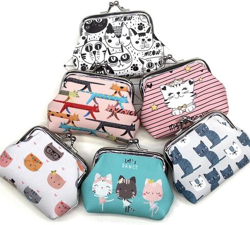 Generic Cat Themed Leather Coin Purse, White in Saudi Arabia