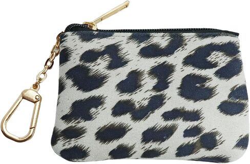 Coin Purse with Key Chain for Women, Leopard Print Change Purse, Card Holder Wallet, Medium Size 4x1.5x1 inches (Brown) in Saudi Arabia