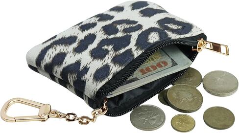 Coin Purse with Key Chain for Women, Leopard Print Change Purse, Card Holder Wallet, Medium Size 4x1.5x1 inches (Brown) in Saudi Arabia