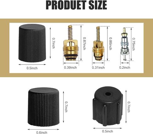 MLY 7PCS Air Conditioning Valve Core Kit, AC High & Low Pressure Port Caps, Anti-Leakage AC Valve Cores Caps & Valve Stem Cores, Compatible for Car & HVAC AC Systems (Black) in Saudi Arabia