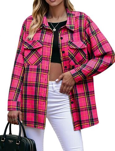Zeagoo Womens Button Down Flannel Shirts Long Sleeve Plaid Blouses Lightweight Business Dressy Casual Top with Pockets in Saudi Arabia