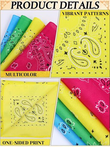72 قطعة Neon Paisley Bandanas Bulk Cowboy Paisley Bandanas للجنسين in Kuwait