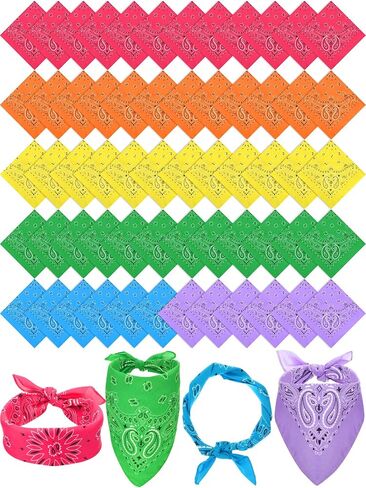 72 قطعة Neon Paisley Bandanas Bulk Cowboy Paisley Bandanas للجنسين in Kuwait