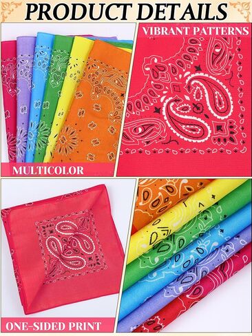 72 قطعة Neon Paisley Bandanas Bulk Cowboy Paisley Bandanas للجنسين in Kuwait