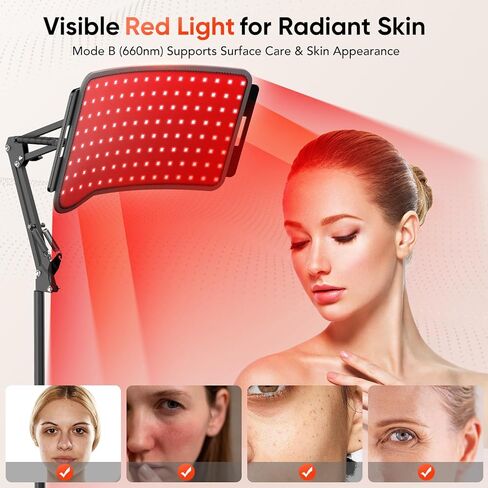 العلاج بالضوء الأحمر لجسم الوجه-مصباح الأشعة تحت الحمراء مع حامل ، 3 في 1 استخدام جهاز علاج LED للضوء ، و 660 نانومتر ضوء أحمر و 850 نانومتر بالقرب من الضوء بالأشعة تحت الحمراء للاستخدام المنزلي ، هدية مثالية in Kuwait