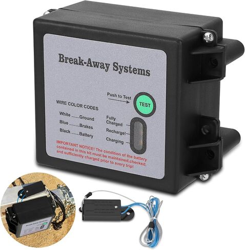 Trailer Breakaway Kit with LED Battery Test, 12V Charger, Breakaway Switch and Battery Box, Complete Trailer Brakes Breakaway Kit and Trailer Brake System for Electric Trailer Brakes in Saudi Arabia