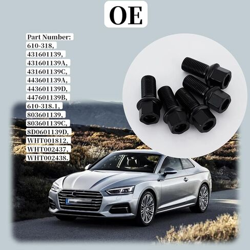 8d0601139d M14-1.5 براغي الجوز العجلة لـ Jetta Passat CC Golf Touareg Beetle لـ Audi A3 A4 A5 A6 A8 A8 Parts: WHT002437 ، 610-318 ، 431601139 （5PCS） in Kuwait