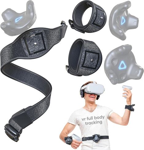 Skywin VR Tracker Belt, Hand Strap, and Protective Silicon Skins for HTC Vive System Tracker Pucks - Adjustable Belt, Straps, Protective Skins for VR Vive Trackers (1 Belt + 2 Hand Straps + 2 Skins) in Saudi Arabia