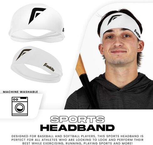 Franklin Sports Baseball + عصابة رأس الكرة اللينة - تمرين البالغين + عصابات رياضية للرجال + نساء - عرق الفتل للتشغيل + التمرين - حجم واحد يناسب أكثر in Kuwait