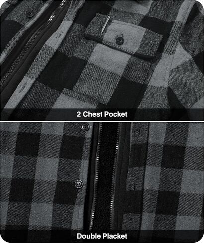 ZITY Mens Sherpa Flannel Shirt Jacket Plaid Fleece Lined Hoodie Full Zip Long Sleeve Winter Warm Coat for Men in Saudi Arabia