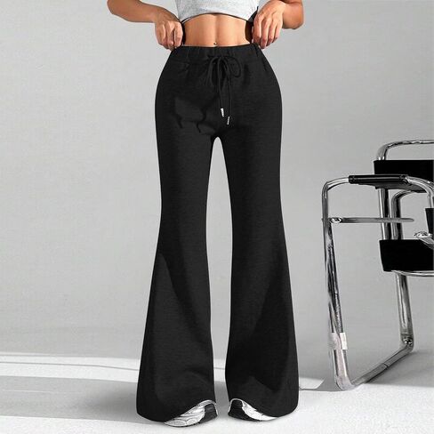 Wide Leg Sweatpants Women Baggy Drawstring Flare Yoga Sweat Pants with Pockets Soft Lounge Trousers in Saudi Arabia