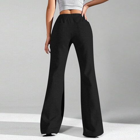 Wide Leg Sweatpants Women Baggy Drawstring Flare Yoga Sweat Pants with Pockets Soft Lounge Trousers in Saudi Arabia