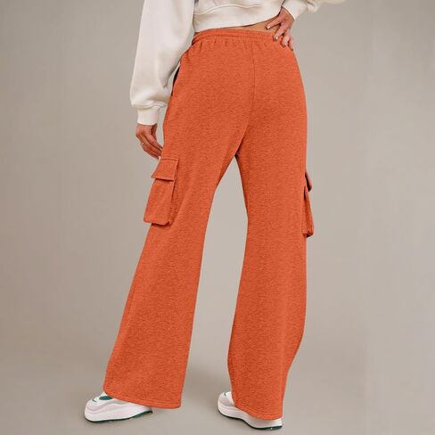 Cargo Sweatpants for Women Wide Leg Baggy Sweat Pants Drawstring Elastic Waist Casual Lounge Pants with Pockets in Saudi Arabia