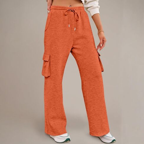 Cargo Sweatpants for Women Wide Leg Baggy Sweat Pants Drawstring Elastic Waist Casual Lounge Pants with Pockets in Saudi Arabia