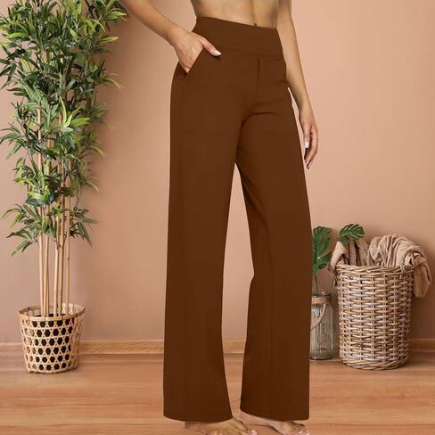 Work Pants Women Stretch Yoga Dress Pants Business Casual High Waisted Trousers Comfy Wide Leg Office Slacks in Saudi Arabia