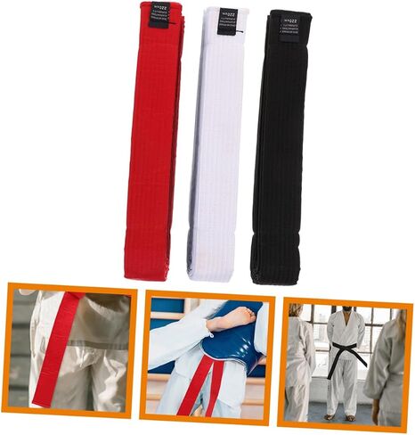 3Pcs Taekwondo Belts Set Cotton Martial Arts Waistbands Adjustable Features for Boys and Girls and Adults for Karate Training and Competitions in Saudi Arabia
