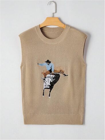 SweatyRocks Women's Sweater Vest Embroidery Sleeveless Pullover Kint Sweater in Saudi Arabia
