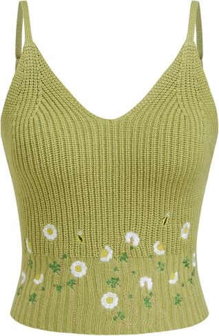 عصير التفاح المتماسكة للنساء V-neck Floral Cropless Top Olcyfeless Y2K Estrudy in Saudi Arabia