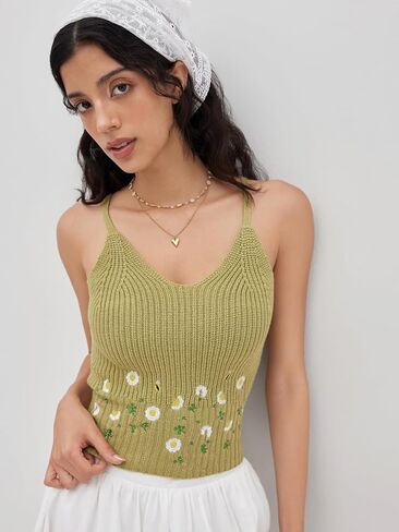 عصير التفاح المتماسكة للنساء V-neck Floral Cropless Top Olcyfeless Y2K Estrudy in Saudi Arabia