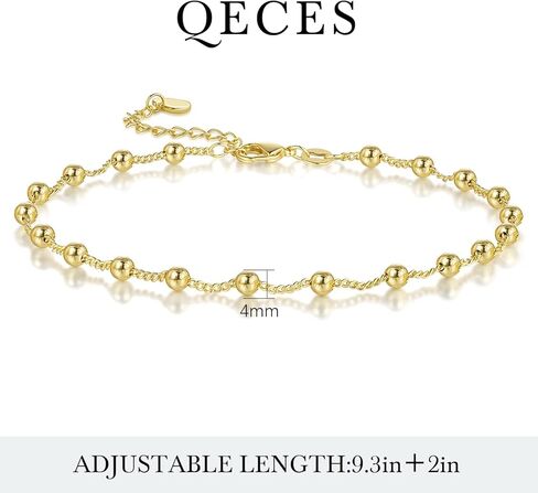 14K Gold Anklets for Women Gold Ankle Bracelets for Women Bead Ankle Bracelet for Womens Rhythmic Eye-Catching Design Beaded Anklets for Womens in Saudi Arabia