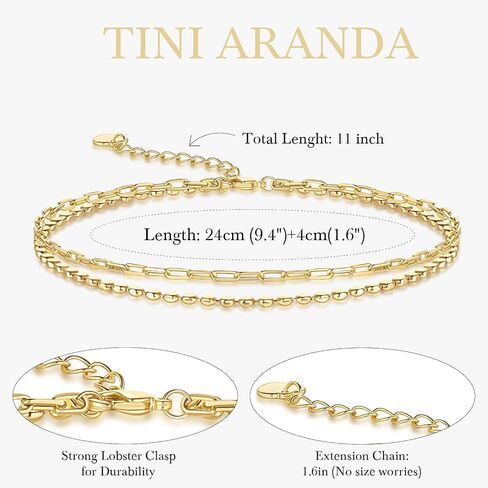 14K Gold Anklets for Women Gold Ankle Bracelets for Women Double-Layer Design Paperclip Beaded Anklets for Womens in Saudi Arabia