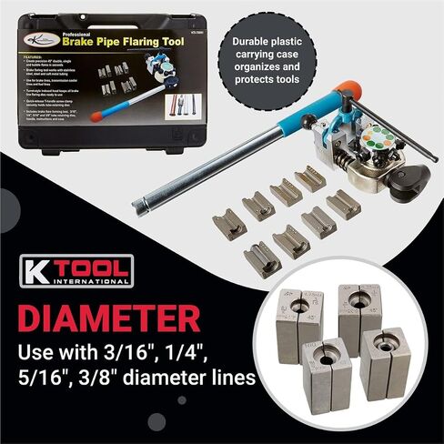 K Tool International 70081 45 درجة أدوات إبطال خط الفرامل للسيارات للكراجات ومحلات الإصلاح و DIY وتصميم واحد ومزدوج وفقاعي ، مشبك مثبت على الطراز T ، مصنفة على طراز البرج in Saudi Arabia