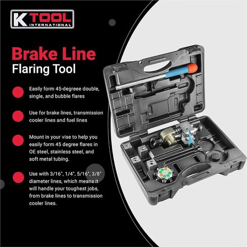 K Tool International 70081 45 درجة أدوات إبطال خط الفرامل للسيارات للكراجات ومحلات الإصلاح و DIY وتصميم واحد ومزدوج وفقاعي ، مشبك مثبت على الطراز T ، مصنفة على طراز البرج in Saudi Arabia