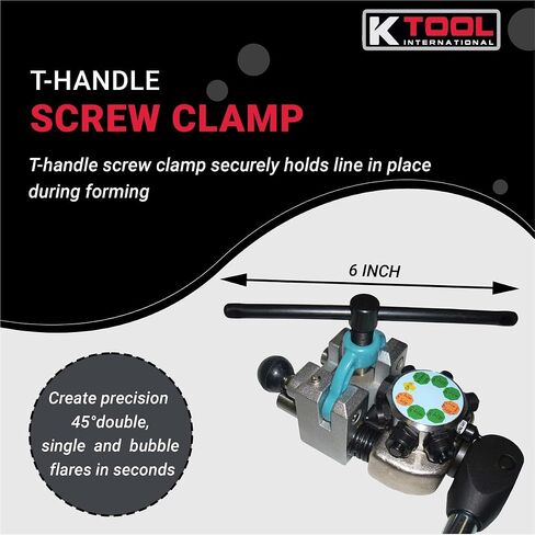 K Tool International 70081 45 درجة أدوات إبطال خط الفرامل للسيارات للكراجات ومحلات الإصلاح و DIY وتصميم واحد ومزدوج وفقاعي ، مشبك مثبت على الطراز T ، مصنفة على طراز البرج in Saudi Arabia