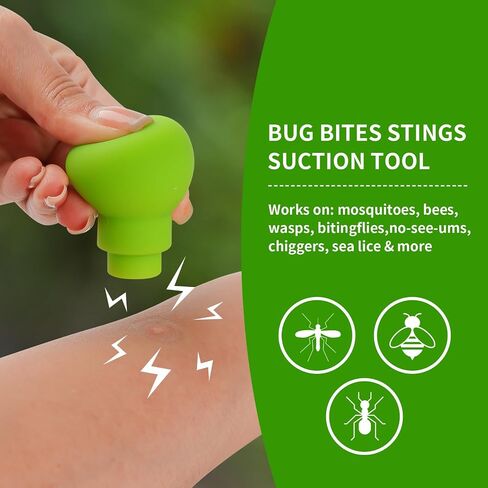 Bug Bite Suction Tool - Bug Bites and Bee/Wasp Stings, Portable Bite & Sting First Aid,Silicone,Chemical Free,Summer Essentials for Kids & Adults,White Green in Saudi Arabia