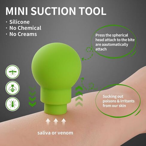 Bug Bite Suction Tool - Bug Bites and Bee/Wasp Stings, Portable Bite & Sting First Aid,Silicone,Chemical Free,Summer Essentials for Kids & Adults,White Green in Saudi Arabia