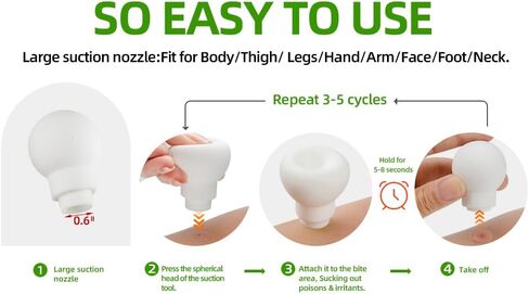 Bug Bite Suction Tool - Bug Bites and Bee/Wasp Stings, Portable Bite & Sting First Aid,Silicone,Chemical Free,Summer Essentials for Kids & Adults,White Green in Saudi Arabia