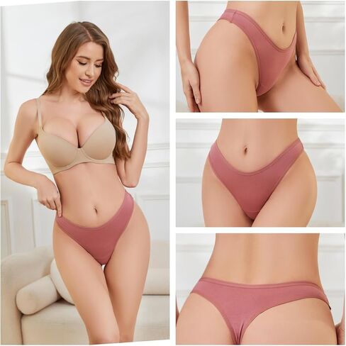 6 Pack Womens Underwear Cotton Breathable Thongs for Women Sexy Stretch Cheeky Soft Panties Thong Basic in Saudi Arabia