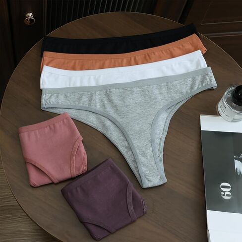 6 Pack Womens Underwear Cotton Breathable Thongs for Women Sexy Stretch Cheeky Soft Panties Thong Basic in Saudi Arabia