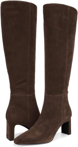Coutgo Womens Knee High Boots Closed Pointed Toe Chunky Heel Tall Boots Side Zipper Fall Dress Boot Shoes in Saudi Arabia