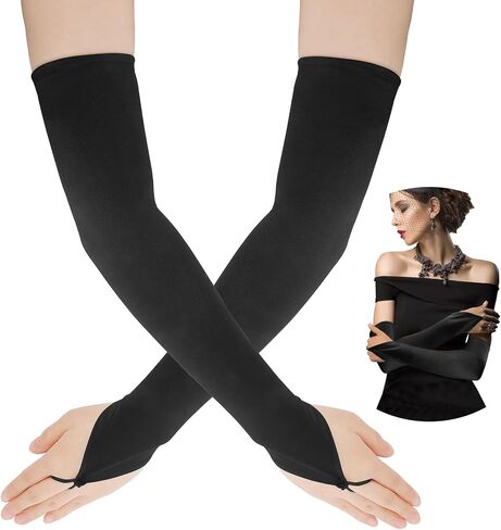 Satin Opera Gloves Long Fingerless Elbow Length Costume Party Gloves in Saudi Arabia