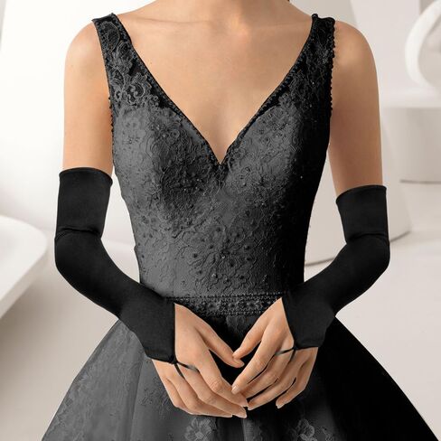 Satin Opera Gloves Long Fingerless Elbow Length Costume Party Gloves in Saudi Arabia