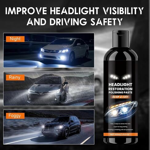 2PCS Car Headlights Restoration Kit,Headlight Stain Remover Polishing Paste,Repair with Scratch Removal,Professional Headlight Polish Cleaner for Lights Long-Lasting Clarity in Saudi Arabia