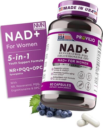 NAD+ Supplements for Women - NAD Resveratrol Supplement with Nicotinamide Riboside, Trans-Resveratrol, PQQ and OPC for Energy, Focus, Healthy Aging - USA Made in Saudi Arabia