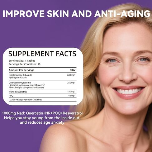 مكملات NAD مع الريبوسيد النيكوتيناميد ، ريسفيراترول ، Quercetin & PQQ لإصلاح الحمض النووي لدعم الطاقة المضادة للشيخوخة ، مكملات NAD للرجال والنساء 30 PCS نكهة العنب النباتي in Saudi Arabia