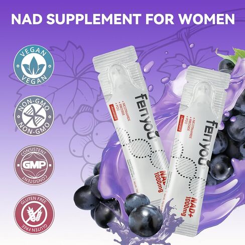 مكملات NAD مع الريبوسيد النيكوتيناميد ، ريسفيراترول ، Quercetin & PQQ لإصلاح الحمض النووي لدعم الطاقة المضادة للشيخوخة ، مكملات NAD للرجال والنساء 30 PCS نكهة العنب النباتي in Saudi Arabia