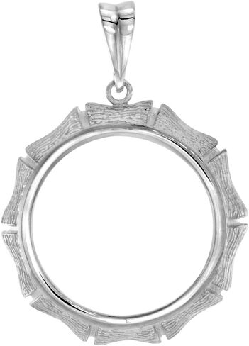 Sterling Silver Bamboo Shape Edge Susan B. Anthony Bezel Pendant for Sacagawea 26 mm Coins Prong Back Coin NOT Included in Saudi Arabia