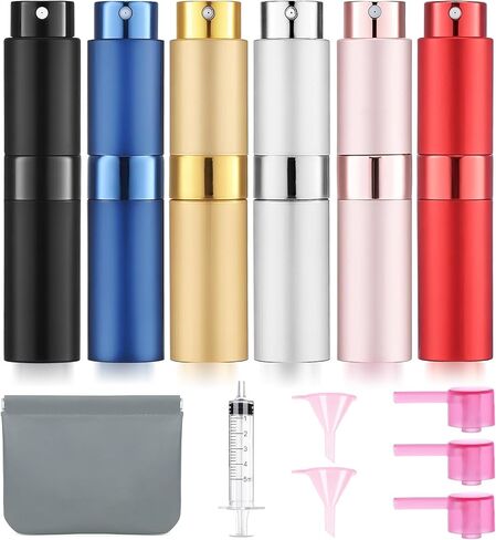 6 Pack 8ML Empty Perfume Atomizer Cologne Travel Spray Bottle for Refill Portable Cologne Dispenser Mini Sprayer for Women Men Twist Tpye in Kuwait