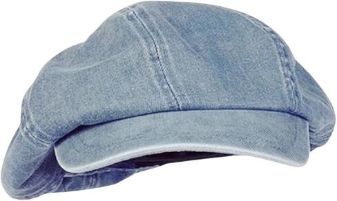 دنيم كوكب بوي للنساء ، قبعة بيريت الصيفية القطن القطن مع Visor 8 لوحات Ivy Gatsby Cabbie Capbie Cap in Kuwait