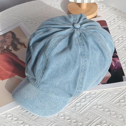 دنيم كوكب بوي للنساء ، قبعة بيريت الصيفية القطن القطن مع Visor 8 لوحات Ivy Gatsby Cabbie Capbie Cap in Kuwait