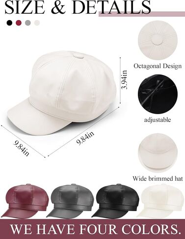 4 Pcs Women's Newsboy Cap PU Lether Newsboy Beret Hat Adjustable Fashion Gatsby Cap Girls Cabbie Visor Beret Hat in Saudi Arabia