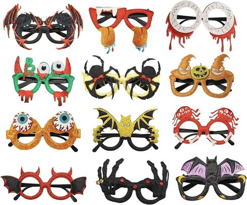 Halloween Glasses for Kids Adults - Halloween Party Favors Funny Glitter Eyeglasses Frames for Holiday Gifts Prizes Games Costume Accessories Decorations in Saudi Arabia