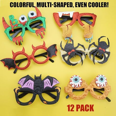 Halloween Glasses for Kids Adults - Halloween Party Favors Funny Glitter Eyeglasses Frames for Holiday Gifts Prizes Games Costume Accessories Decorations in Saudi Arabia