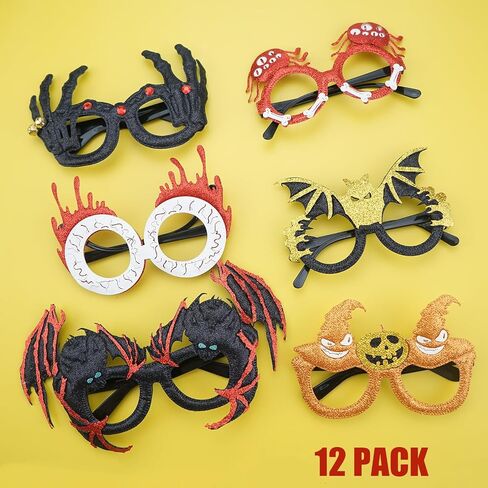 Halloween Glasses for Kids Adults - Halloween Party Favors Funny Glitter Eyeglasses Frames for Holiday Gifts Prizes Games Costume Accessories Decorations in Saudi Arabia