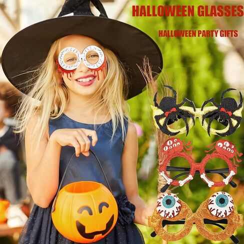 Halloween Glasses for Kids Adults - Halloween Party Favors Funny Glitter Eyeglasses Frames for Holiday Gifts Prizes Games Costume Accessories Decorations in Saudi Arabia